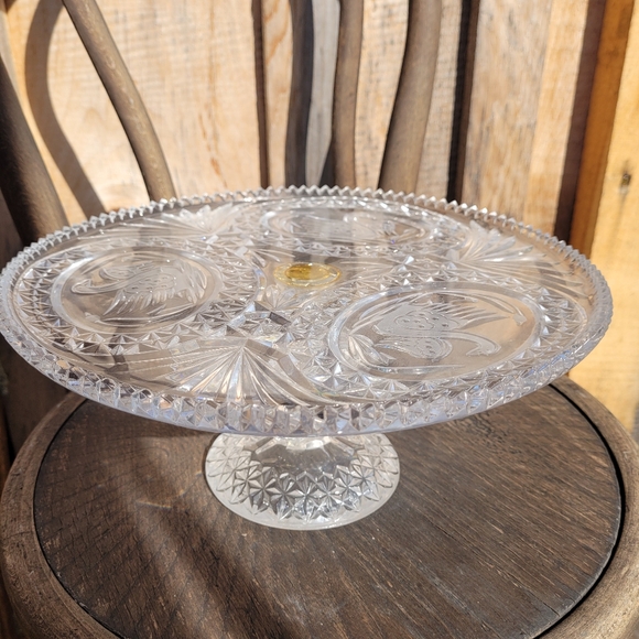 Vintage Hofbauer Crystal Swan Cake Stand 11" - Picture 12 of 12